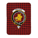 Scotstee Shop Tartan Plaid Blanket MacIver Red Clan Crest Badge Scottish Tartan Plaid Sherpa Blanket
