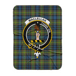 Scotstee Shop Tartan Plaid Blanket MacLellan Clan Crest Badge Scottish Tartan Plaid Sherpa Blanket