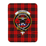 Scotstee Shop Tartan Plaid Blanket MacLeod Of Raasay Clan Crest Badge Scottish Tartan Plaid Sherpa Blanket
