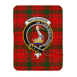 Scotstee Shop Tartan Plaid Blanket MacQuarrie Clan Crest Badge Scottish Tartan Plaid Sherpa Blanket