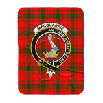 Scotstee Shop Tartan Plaid Blanket MacQuarrie Modern Clan Crest Badge Scottish Tartan Plaid Sherpa Blanket