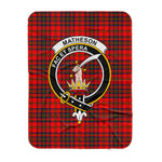 Scotstee Shop Tartan Plaid Blanket Matheson Red Clan Crest Badge Scottish Tartan Plaid Sherpa Blanket
