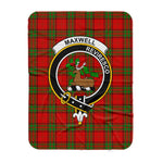 Scotstee Shop Tartan Plaid Blanket Maxwell Red Clan Crest Badge Scottish Tartan Plaid Sherpa Blanket