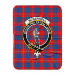 Scotstee Shop Tartan Plaid Blanket McKerrell Red Clan Crest Badge Scottish Tartan Plaid Sherpa Blanket