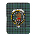 Scotstee Shop Tartan Plaid Blanket Melville Clan Crest Badge Scottish Tartan Plaid Sherpa Blanket