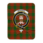 Scotstee Shop Tartan Plaid Blanket Menzies Green Modern Clan Crest Badge Scottish Tartan Plaid Sherpa Blanket