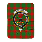 Scotstee Shop Tartan Plaid Blanket Middleton Clan Crest Badge Scottish Tartan Plaid Sherpa Blanket