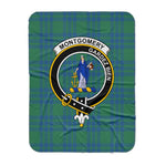 Scotstee Shop Tartan Plaid Blanket Montgomery Ancient Clan Crest Badge Scottish Tartan Plaid Sherpa Blanket