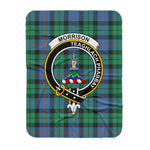 Scotstee Shop Tartan Plaid Blanket Morrison Ancient Clan Crest Badge Scottish Tartan Plaid Sherpa Blanket