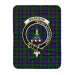 Scotstee Shop Tartan Plaid Blanket Morrison Clan Crest Badge Scottish Tartan Plaid Sherpa Blanket