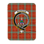 Scotstee Shop Tartan Plaid Blanket Morrison Red Ancient Clan Crest Badge Scottish Tartan Plaid Sherpa Blanket