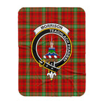 Scotstee Shop Tartan Plaid Blanket Morrison Red Modern Clan Crest Badge Scottish Tartan Plaid Sherpa Blanket