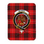 Scotstee Shop Tartan Plaid Blanket Munro Clan Crest Badge Scottish Tartan Plaid Sherpa Blanket