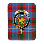 Scotstee Shop Tartan Plaid Blanket Newton Clan Crest Badge Scottish Tartan Plaid Sherpa Blanket