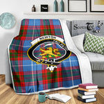 Scotstee Shop Tartan Plaid Blanket Newton Clan Crest Badge Scottish Tartan Plaid Sherpa Blanket