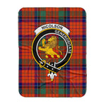 Scotstee Shop Tartan Plaid Blanket Nicolson Ancient Clan Crest Badge Scottish Tartan Plaid Sherpa Blanket