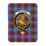 Scotstee Shop Tartan Plaid Blanket Nicolson Clan Crest Badge Scottish Tartan Plaid Sherpa Blanket