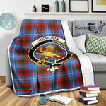 Scotstee Shop Tartan Plaid Blanket Nicolson Clan Crest Badge Scottish Tartan Plaid Sherpa Blanket