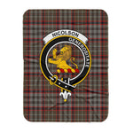Scotstee Shop Tartan Plaid Blanket Nicolson Hunting Weathered Clan Crest Badge Scottish Tartan Plaid Sherpa Blanket