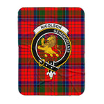 Scotstee Shop Tartan Plaid Blanket Nicolson Modern Clan Crest Badge Scottish Tartan Plaid Sherpa Blanket
