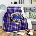 Scotstee Shop Tartan Plaid Blanket Ochterlony Clan Crest Badge Scottish Tartan Plaid Sherpa Blanket