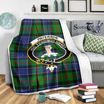 Scotstee Shop Tartan Plaid Blanket Paterson Ancient Clan Crest Badge Scottish Tartan Plaid Sherpa Blanket