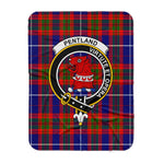 Scotstee Shop Tartan Plaid Blanket Pentland Clan Crest Badge Scottish Tartan Plaid Sherpa Blanket
