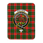 Scotstee Shop Tartan Plaid Blanket Pollock Clan Crest Badge Scottish Tartan Plaid Sherpa Blanket