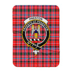 Scotstee Shop Tartan Plaid Blanket Preston Clan Crest Badge Scottish Tartan Plaid Sherpa Blanket