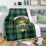 Scotstee Shop Tartan Plaid Blanket Purves Clan Crest Badge Scottish Tartan Plaid Sherpa Blanket