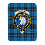 Scotstee Shop Tartan Plaid Blanket Ramsay Blue Ancient Clan Crest Badge Scottish Tartan Plaid Sherpa Blanket