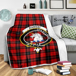 Scotstee Shop Tartan Plaid Blanket Ramsay Red Clan Crest Badge Scottish Tartan Plaid Sherpa Blanket