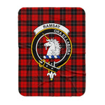 Scotstee Shop Tartan Plaid Blanket Ramsay Red Clan Crest Badge Scottish Tartan Plaid Sherpa Blanket
