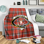 Scotstee Shop Tartan Plaid Blanket Robertson Weathered Clan Crest Badge Scottish Tartan Plaid Sherpa Blanket