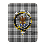 Scotstee Shop Tartan Plaid Blanket Sandilands Grey Clan Crest Badge Scottish Tartan Plaid Sherpa Blanket