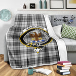 Scotstee Shop Tartan Plaid Blanket Sandilands Grey Clan Crest Badge Scottish Tartan Plaid Sherpa Blanket