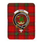 Scotstee Shop Tartan Plaid Blanket Seton Clan Crest Badge Scottish Tartan Plaid Sherpa Blanket