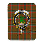 Scotstee Shop Tartan Plaid Blanket Seton Hunting Modern Clan Crest Badge Scottish Tartan Plaid Sherpa Blanket