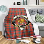 Scotstee Shop Tartan Plaid Blanket Sinclair Ancient Clan Crest Badge Scottish Tartan Plaid Sherpa Blanket