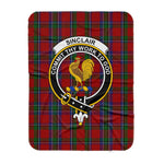 Scotstee Shop Tartan Plaid Blanket Sinclair Clan Crest Badge Scottish Tartan Plaid Sherpa Blanket