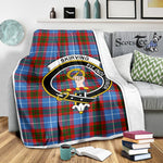 Scotstee Shop Tartan Plaid Blanket Skirving Clan Crest Badge Scottish Tartan Plaid Sherpa Blanket