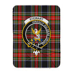 Scotstee Shop Tartan Plaid Blanket Stewart High Stewards Black Clan Crest Badge Scottish Tartan Plaid Sherpa Blanket