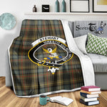 Scotstee Shop Tartan Plaid Blanket Stewart High Stewards Hunting Weathered Clan Crest Badge Scottish Tartan Plaid Sherpa Blanket