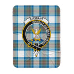 Scotstee Shop Tartan Plaid Blanket Stewart High Stewards Muted Blue Clan Crest Badge Scottish Tartan Plaid Sherpa Blanket