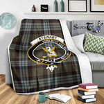 Scotstee Shop Tartan Plaid Blanket Stewart High Stewards Old Weathered Clan Crest Badge Scottish Tartan Plaid Sherpa Blanket