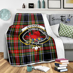 Scotstee Shop Tartan Plaid Blanket Stewart Stuart Of Bute Black Clan Crest Badge Scottish Tartan Plaid Sherpa Blanket