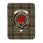 Scotstee Shop Tartan Plaid Blanket Stewart Stuart Of Bute Hunting Weathered Clan Crest Badge Scottish Tartan Plaid Sherpa Blanket