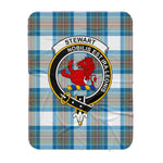 Scotstee Shop Tartan Plaid Blanket Stewart Stuart Of Bute Muted Blue Clan Crest Badge Scottish Tartan Plaid Sherpa Blanket