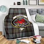 Scotstee Shop Tartan Plaid Blanket Stewart Stuart Of Bute Old Weatheredn Clan Crest Badge Scottish Tartan Plaid Sherpa Blanket