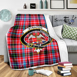 Scotstee Shop Tartan Plaid Blanket Straiton Clan Crest Badge Scottish Tartan Plaid Sherpa Blanket